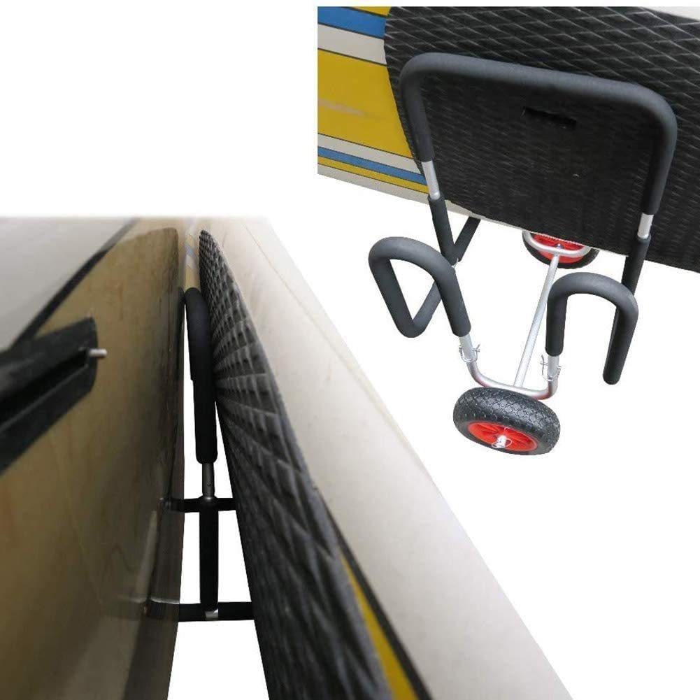 YRHome Carrello Pieghevole Per Kayak In Alluminio – 100 Kg, Ruote PU, Cinghie Incluse, Per Canoa E Surf