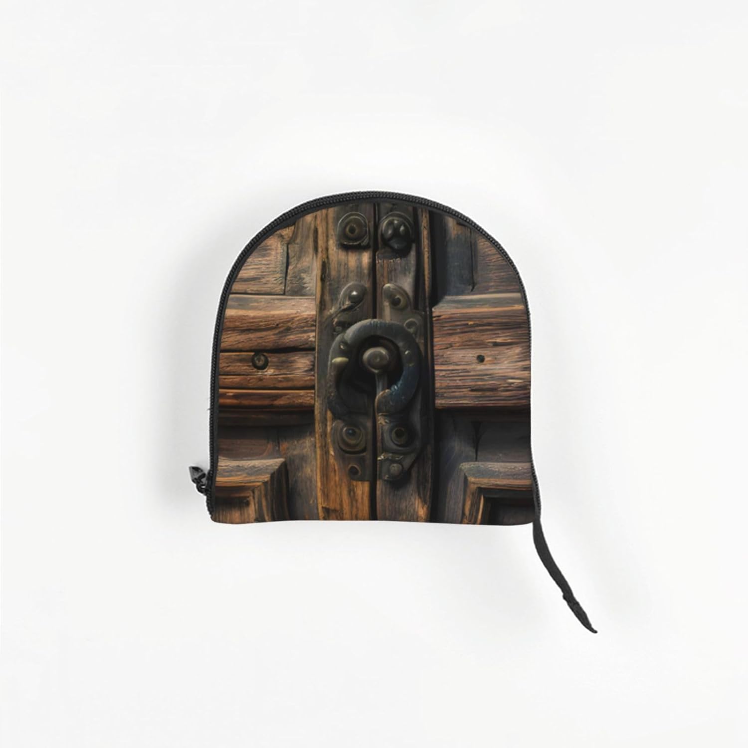 Rustic Antique Wooden Door Print Portable Foldable Shoulder Bag for Travel,with Collar Hook and Handle Pad,Cute Stylish Design