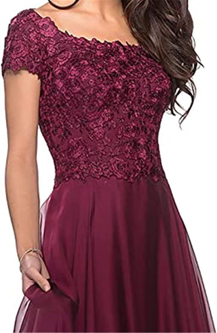 Women's Mother of The Groom Dresses for Wedding Lace Mother of The Bride Dress Short Sleeves Formal Evening Prom Gowns - Image 3