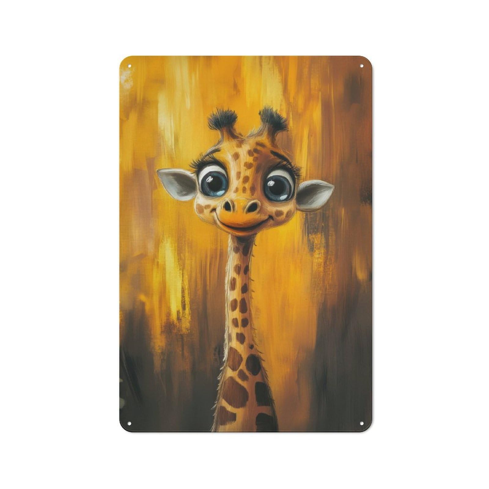 Cute Giraffe Portrait Vintage Tin Sign 30x20cm for Home Office Or Studio, for Metal Sign Collectors, for Living Room And Hallway Decor