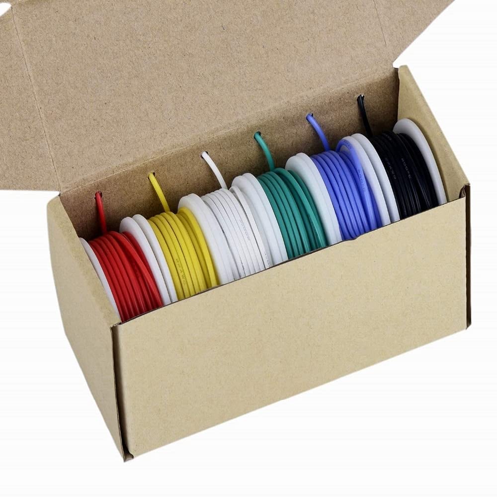 PENFU Wire Cable TUOFENG 20 Gauge Electronics Wire, Colored Wire Kit 20 AWG Flexible Silicone Wire(6 Different Colored 7 Meter spools) 600V