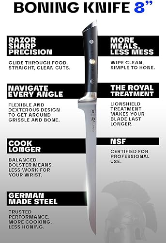 Miniatura 5 de Dalstrong Cuchillo deshuesador  Hoja flexible de 8 pulgadas  Gladiator Series Elite  Cuchillo de cocina alemán forjado de acero de alto carbono