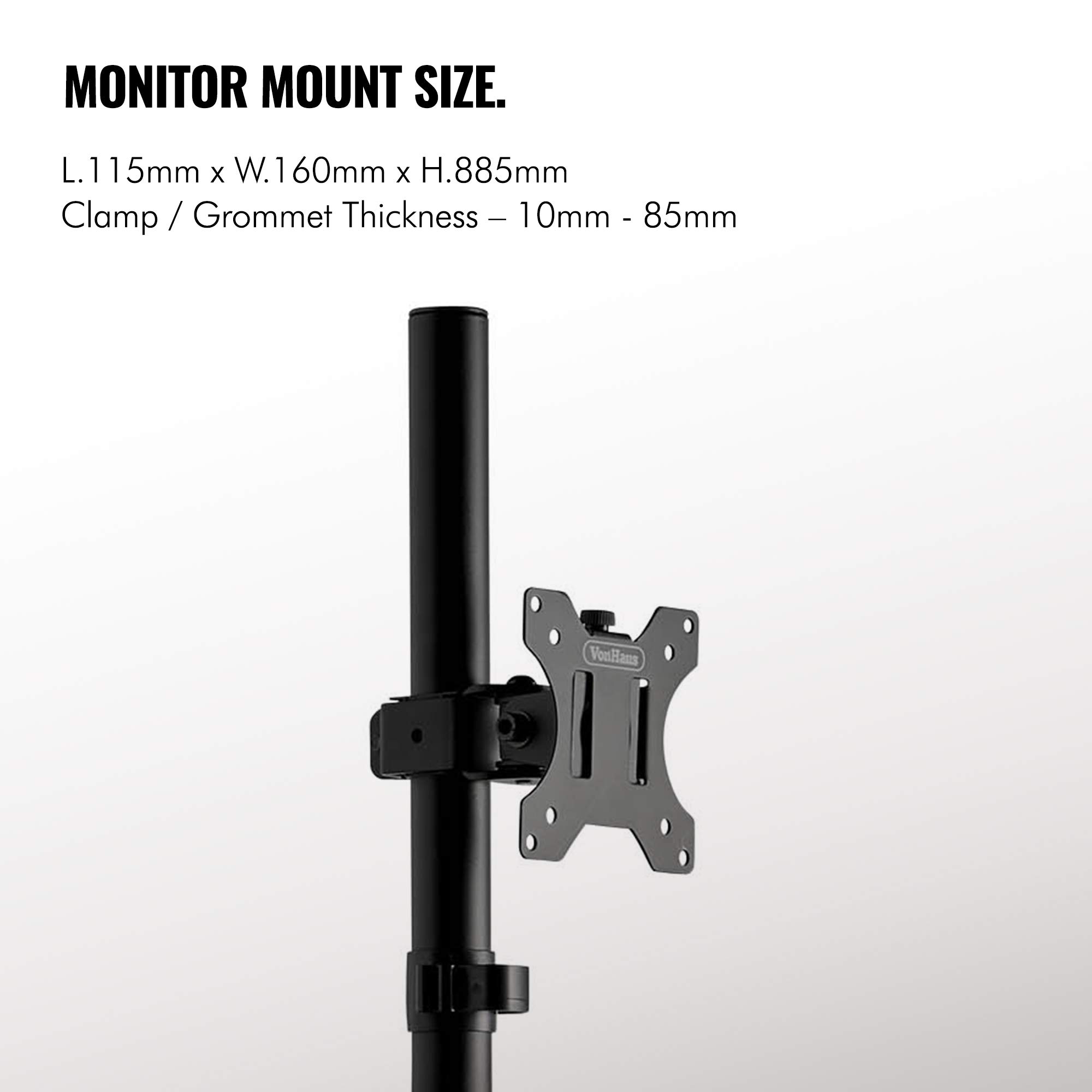 VonHaus Vertical Double Monitor Mount Stacked/Twin Screen Mount/Clamp