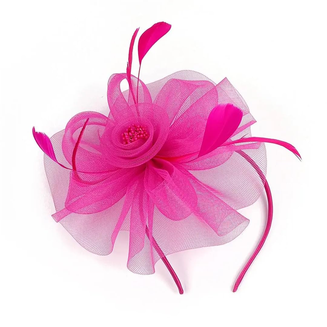 Tocado Nupcial, Sombreros, Cinta de Plumas, Accesorios para el Cabello de Malla, Diadema para Fiesta de té para Mujer (Amarillo, Talla única)