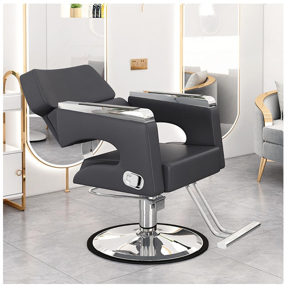 OZBMA Adjustable Barber Reclining Salon Chair 360° Swivel Multi Functional Shampoo & Tattoo Stylish Gray Perfect for Barbershops Salons
