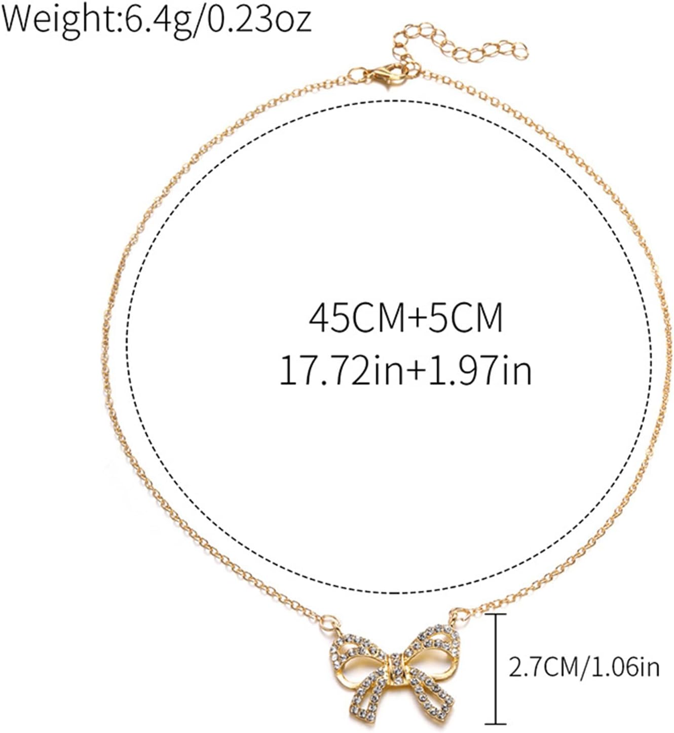 Trendy Bow Rhinestone Necklace for Women,Sweet 14k Gold/Silver Plated Butterfly Knot Pendant Necklace,Dainty Birthday Wedding Jewelry Gift - Image 3