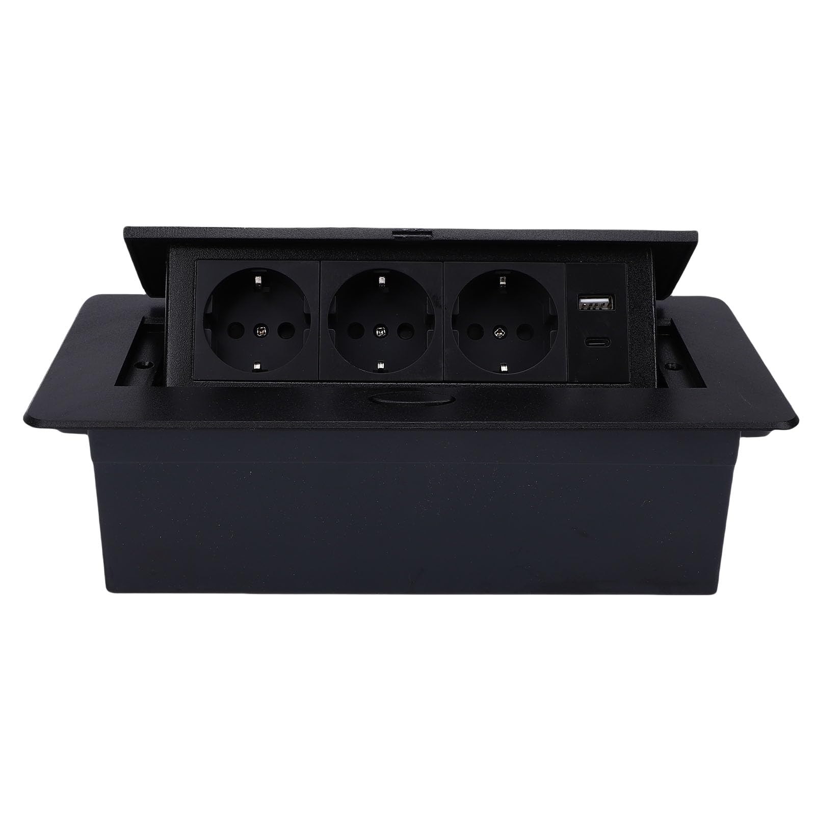 SEAFRONT Gniazdo Podtynkowe z 3 Gniazdami, 20W USB A i C, Listwa Zasilająca | Panel ABS Szczotkowany, Odporny na Zarysowania, Mechanizm Tłumiący z Wolnym Odbiciem, Diodowa Lampka Kontrolna, stopień