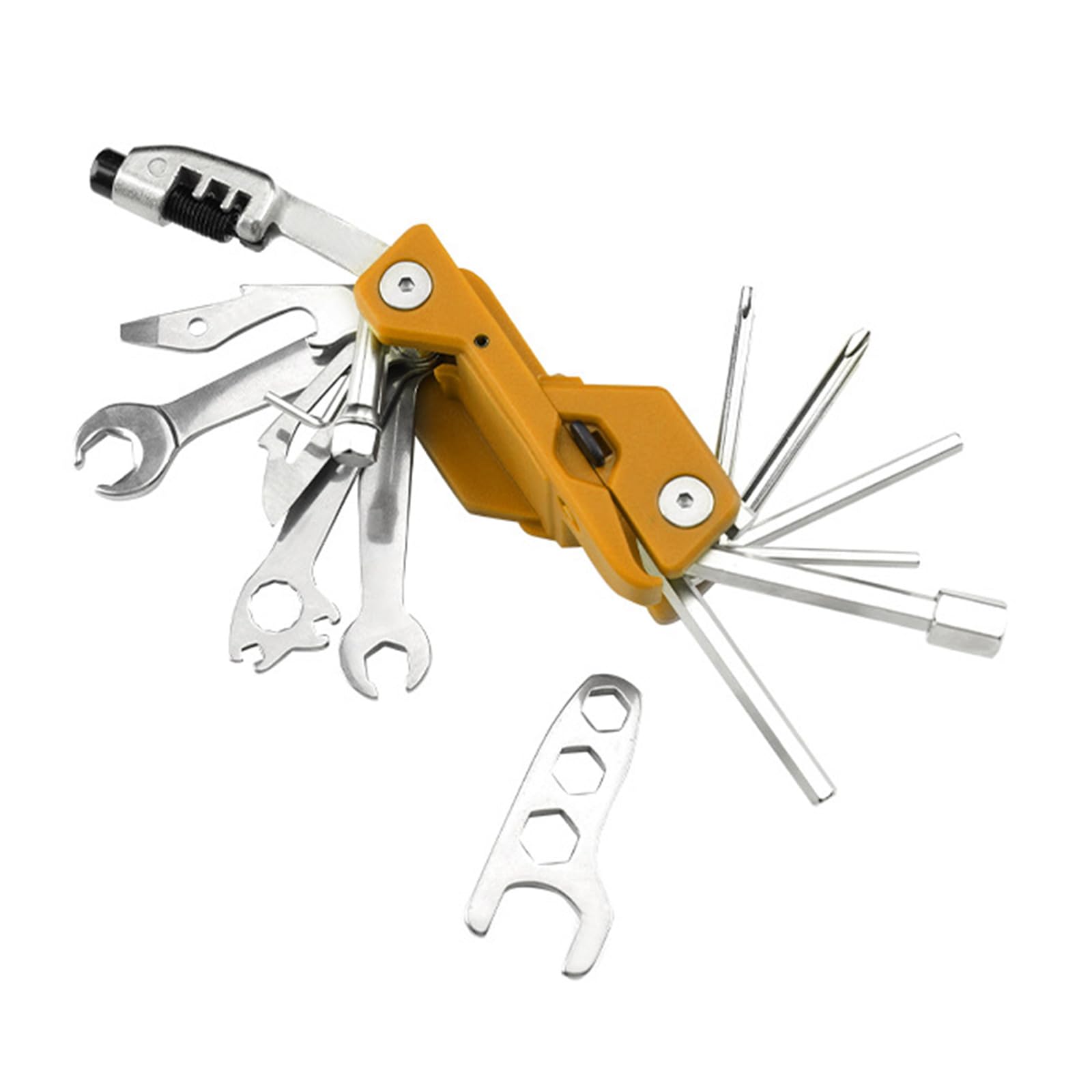 Hdoytxxm Yellow Portable Cycling Screwdriver Hexagon Wrench Tool Multifunctional Bikes Repair Mountain Bike Folding Bikes Multifunctional