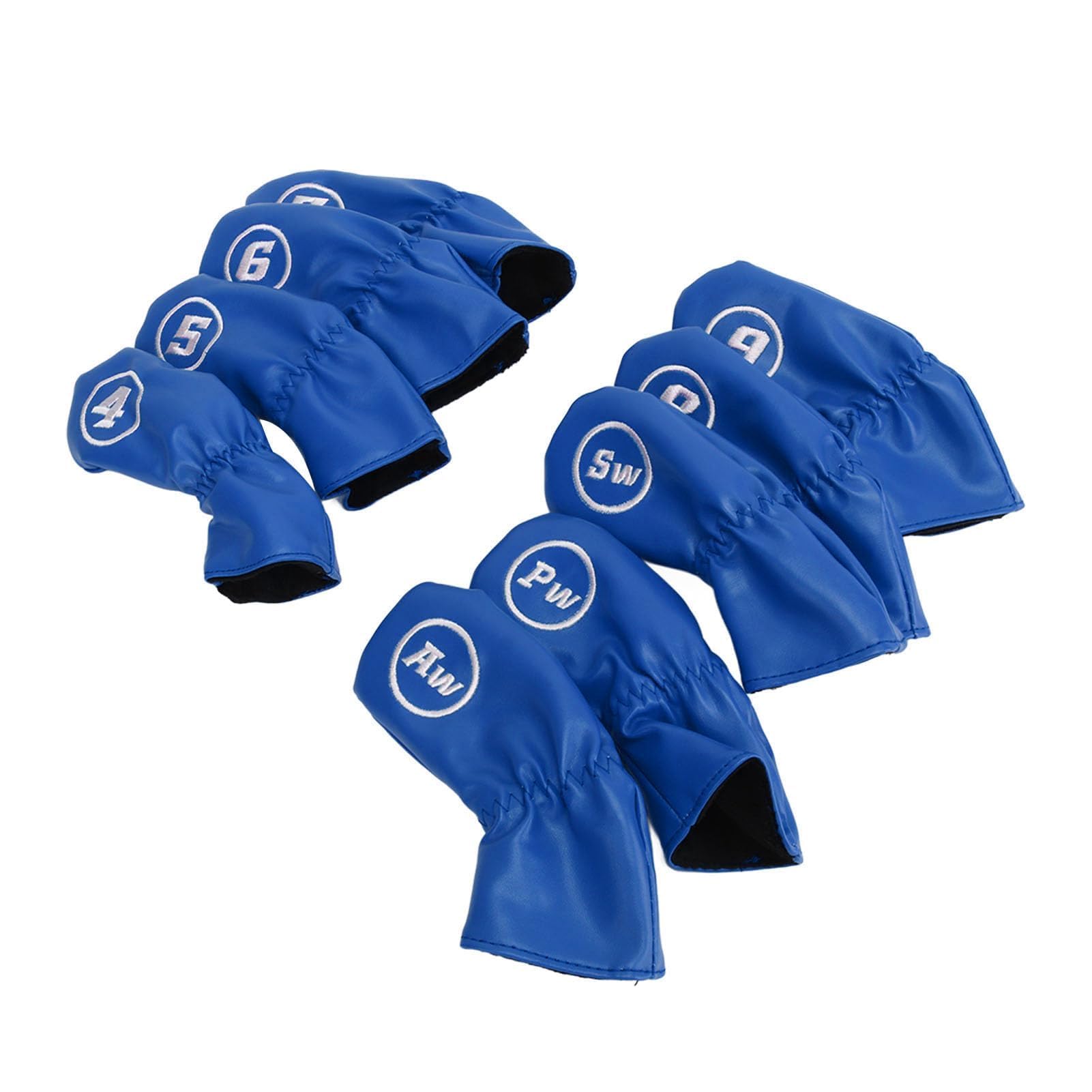 9Pcs Copricapo da Golf Club Iron Putter Head Protector Set PU Copricapo Impermeabile Per Mazza da Golf Per Gli Amanti del Golfista Mancino Destro(Blu)