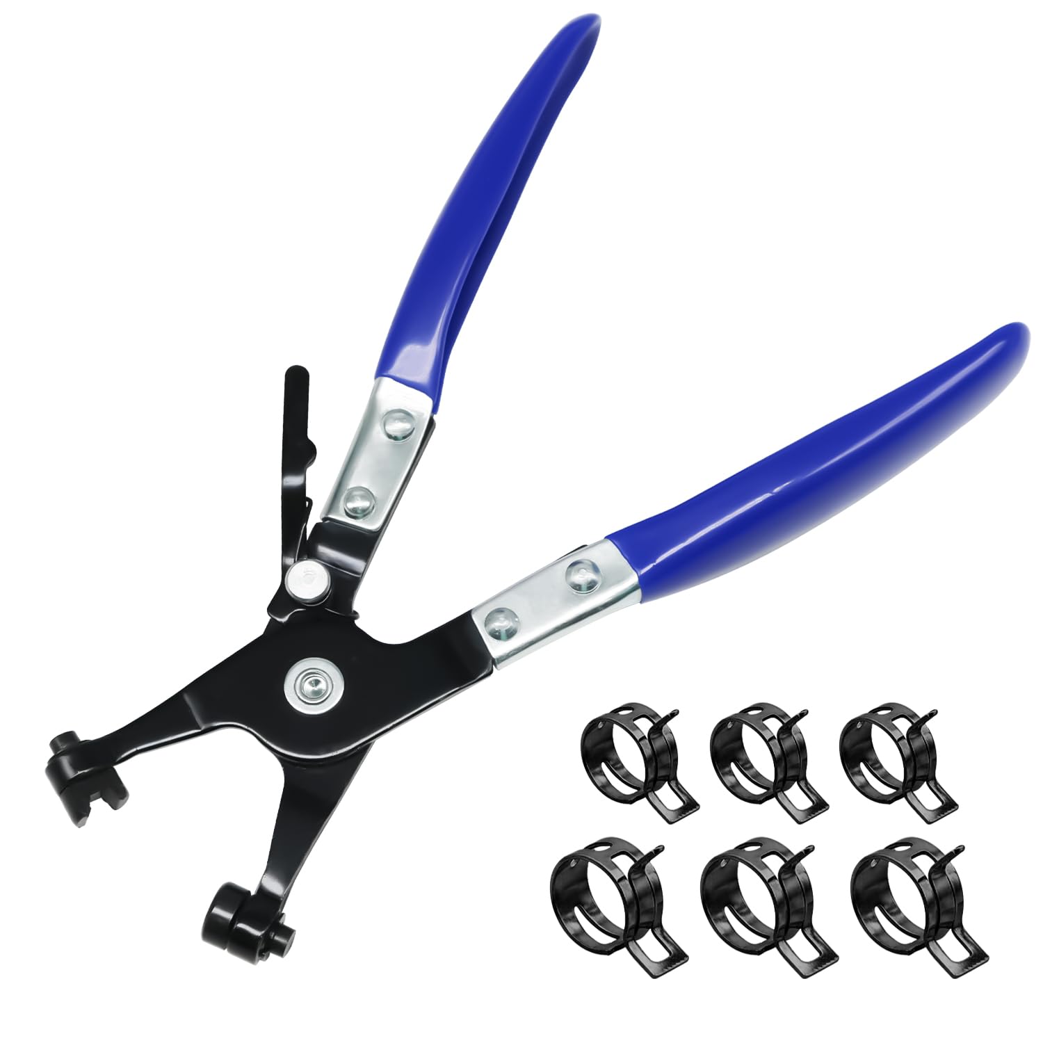 zDwfDc Hose Clamp Pliers Mechanic Tools with Swivel Flat Band to Remove or Install, Hose Removal Pliers Automotive Tools and 6 Zinc Clamps DD033