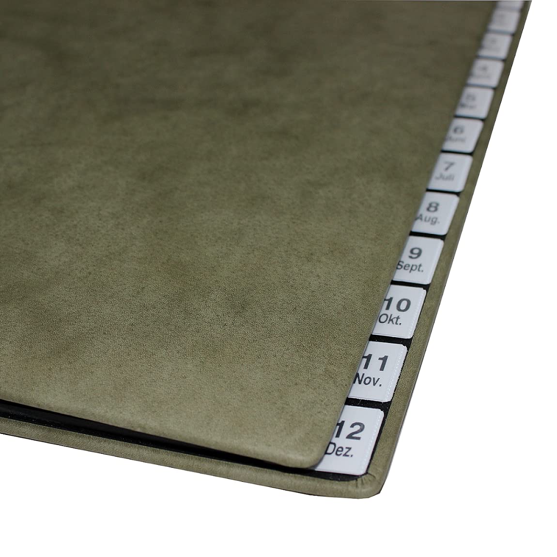 Raccoglitore in Nappa Verde, Porta Documenti, Archivio Documenti con Registro 1-12 (Gen.-Dic.) in Copertina Morbida