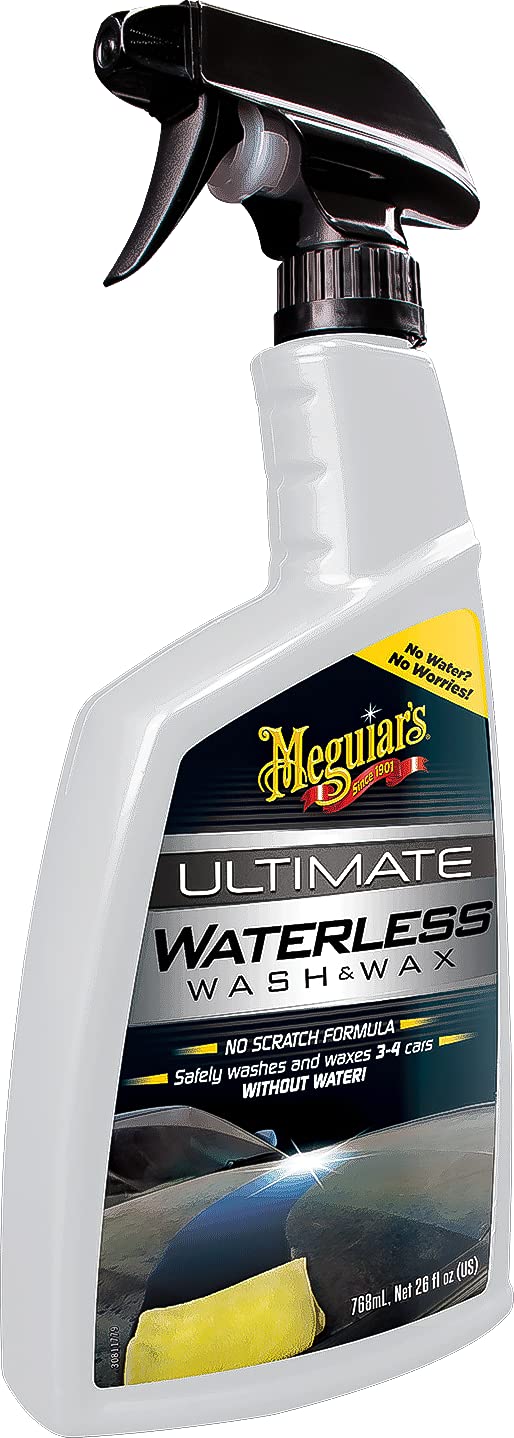 detailmate Kit de lavage sec pour voiture | 1 x Meguiar's Ultimate Wash & Wax + 1 x chiffon de polissage en microfibre 40 x 40 cm 550 g/m² | Lavage de voiture sans eau