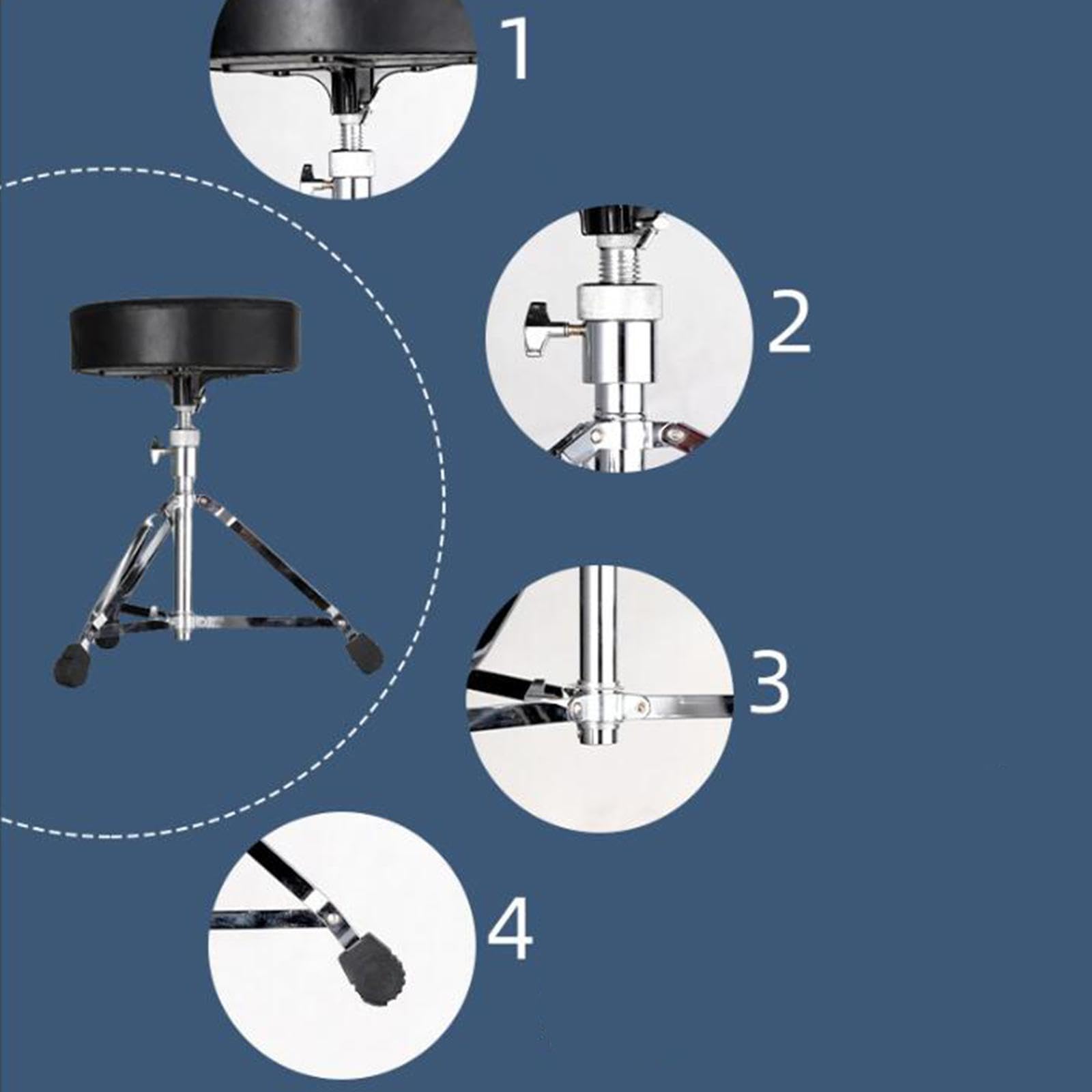 Asiento Portátil para Batería, Resistente Y Acolchado en PU, Ajustable.
