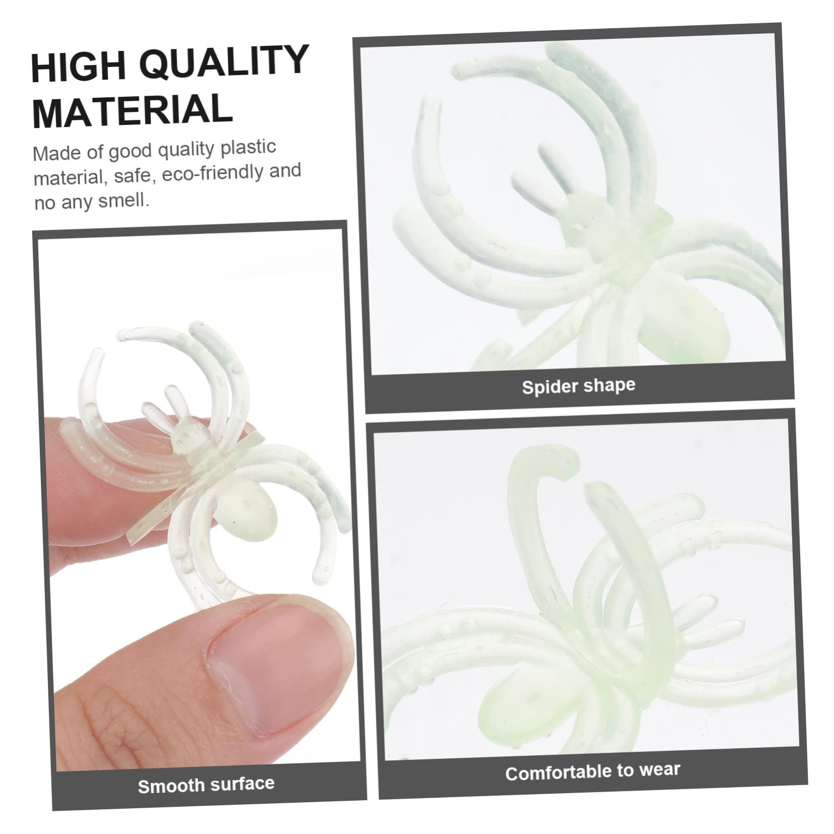 Abaodam 288 Pcs Spider Ring Halloween Spider Decor Spider Finger Ring Cupcake Decorations Luminous Rings Kidcraft Playset Decorative Spiders Toys Diamond White Child Small Ring, 332M74114Q54I43