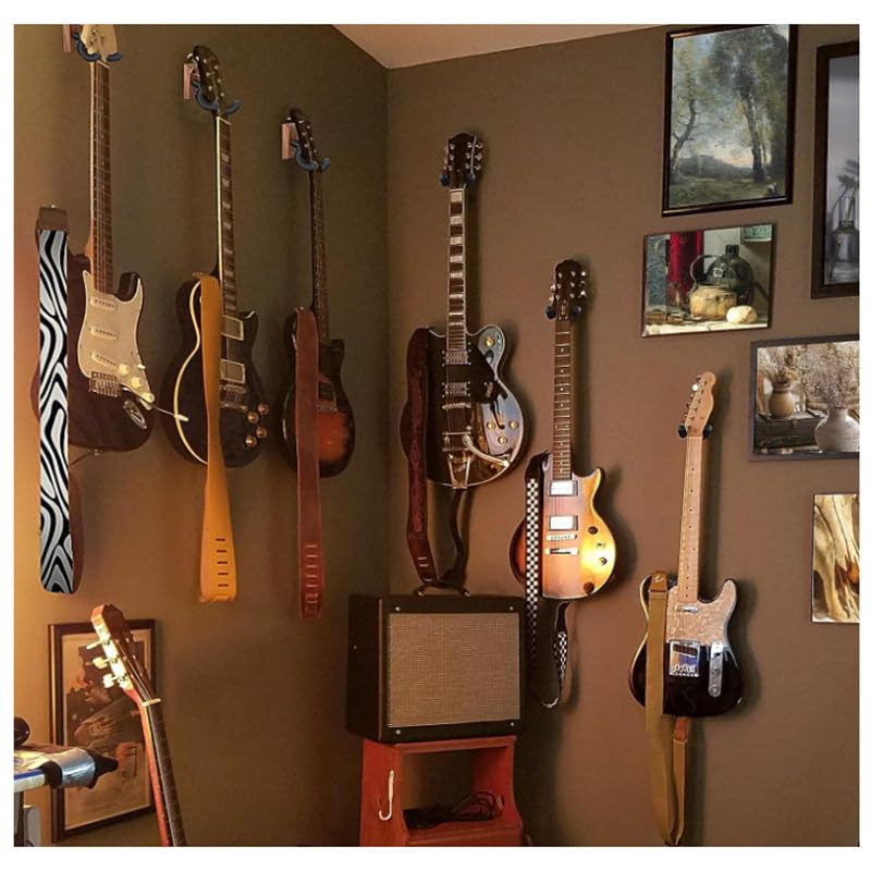 CUITXYS Guitar Wall Mount 4 Pack Guitar Hanger with Rotatable Soft Guitar Wall Hangers for All Size Guitars U-Shaped Guitar Hook for Acoustic, Electric Guitar, Ukulele, Bass (Beech Color)