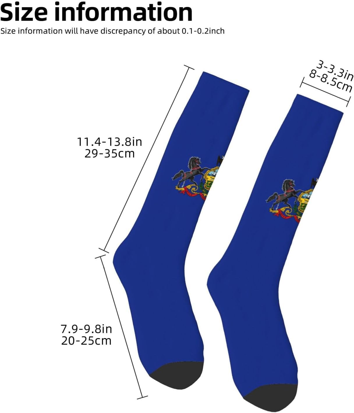 Pennsylvania State Flag Print Adult Socks, Elastic Stretch Socks,Soft Breathable For Daily Sports Casual Wear