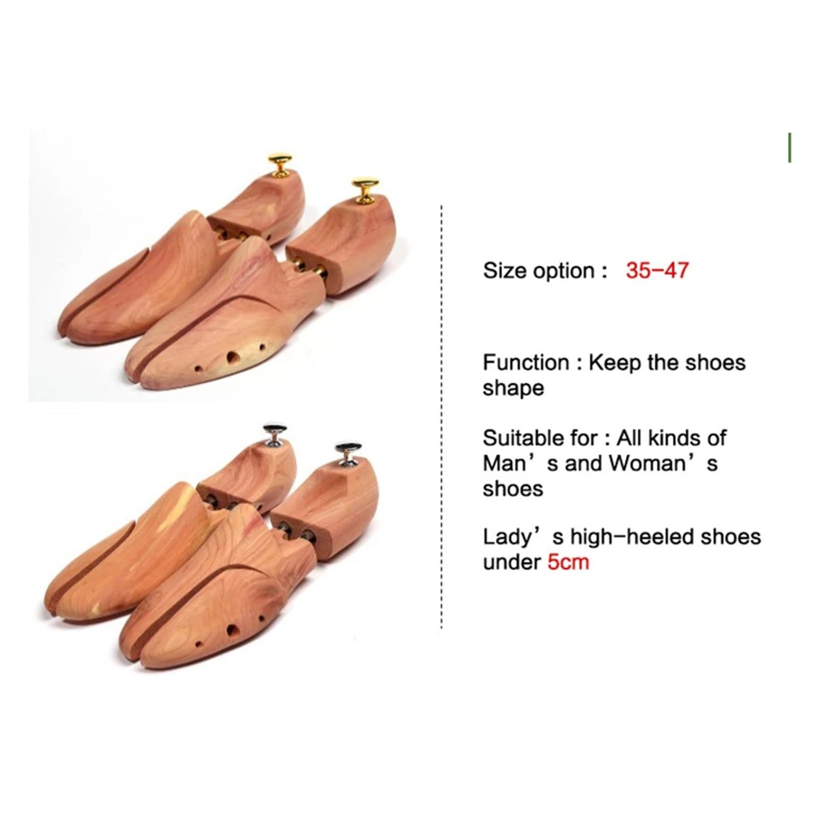 Árbol de Zapatos de Madera Ajustable de Doble Tubo for Hombres y Mujeres Adecuado para Botas O Zapatillas De Deporte(EUR35)