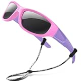 RIVBOS Kids Sunglasses Polarized UV Protection Flexible Rubber Glasses Shades with Strap for Boys Girls RBK037