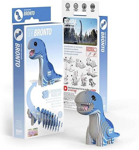 Eugy Brontosaurus - Rompecabezas 3D de dinosaurio, 28 piezas ecológicas, juguetes educativos para niños, niñas y niños a partir de 6 años