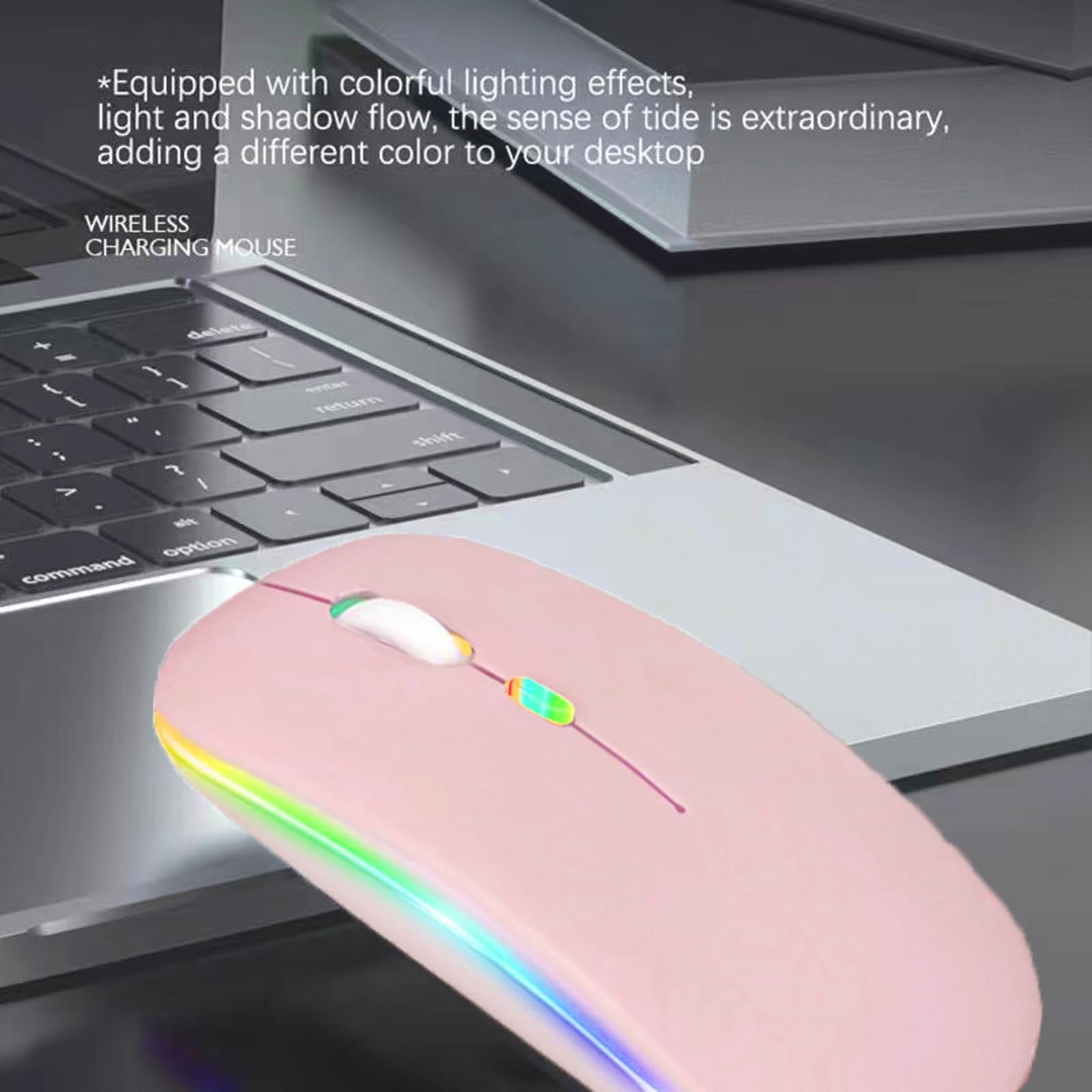 Guiheng Ratón inalámbrico Bluetooth, LED de modo dual recargable, silencioso y delgado, portátil (BT5.2 + receptor USB), ratones de computadora de modo dual, para laptop, computadora de escritorio,