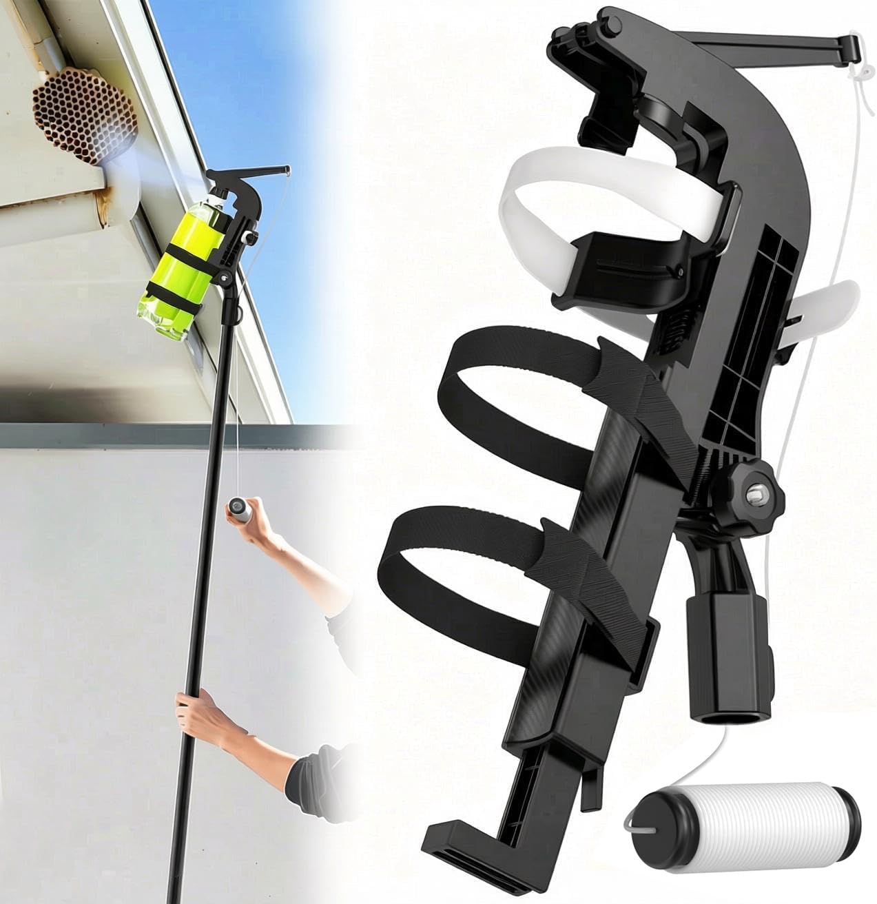 Spray Can Extension Pole Adaptor, Extension Pole for 9-13.5 inch Spray Cans, Professional Wasp Spray Long Range 30 ft Adapter, Use for Spraying Wasp Nests in High Places