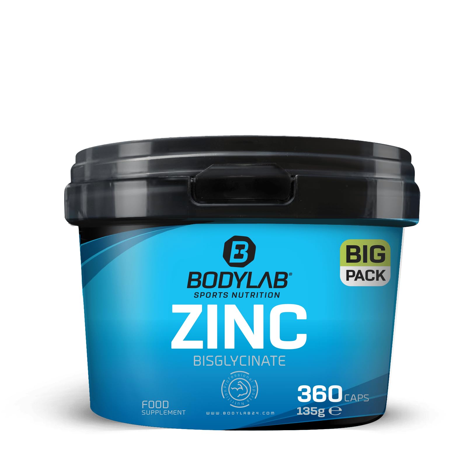 Bodylab24 BIG PACK Zinc Bisglycinate 360 Kapseln, mit 25mg Zink pro Kapsel, hohe Bioverfügbarkeit, GMO-frei hergestellt, zur Unterstützung der normalen Proteinsynthese und Funktion des Immunsystems