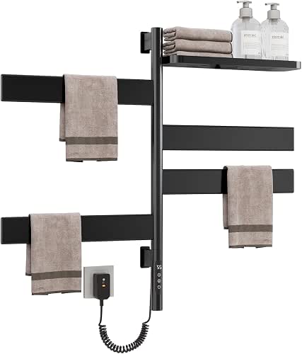 Swivel Heated Towel Rack, Wall Mounted Electric Towel Warmer Rack