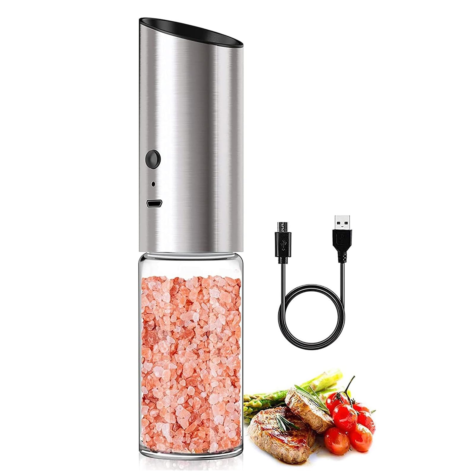 WRTN Electric Salt Pepper Grinder Set，Large Capacity Salt Pepper Shaker Refillable Spice Grinder Adjustable Coarseness Pepper Mill for Cooking(1PCS)