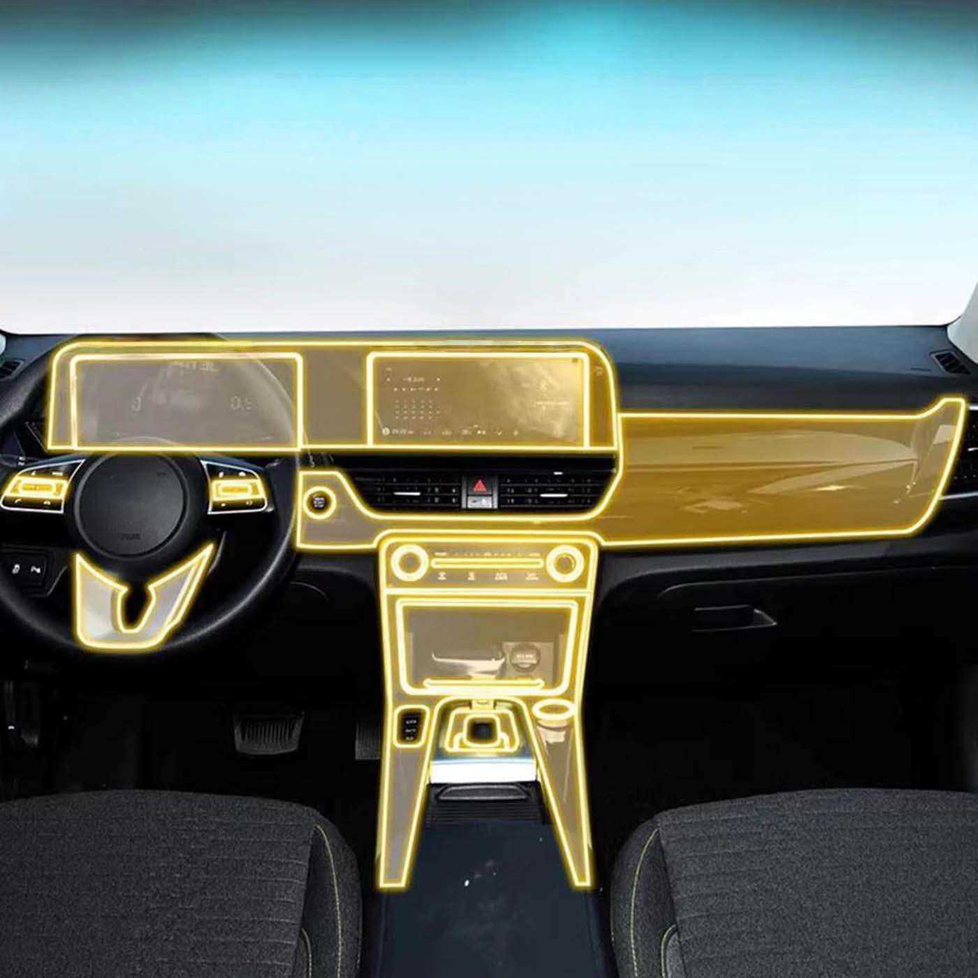 Car Transparent TPU Film Dashboard Multimedia Navigation, for Kia Seltos 2023-2026 Anti-Scratch Protection Cover