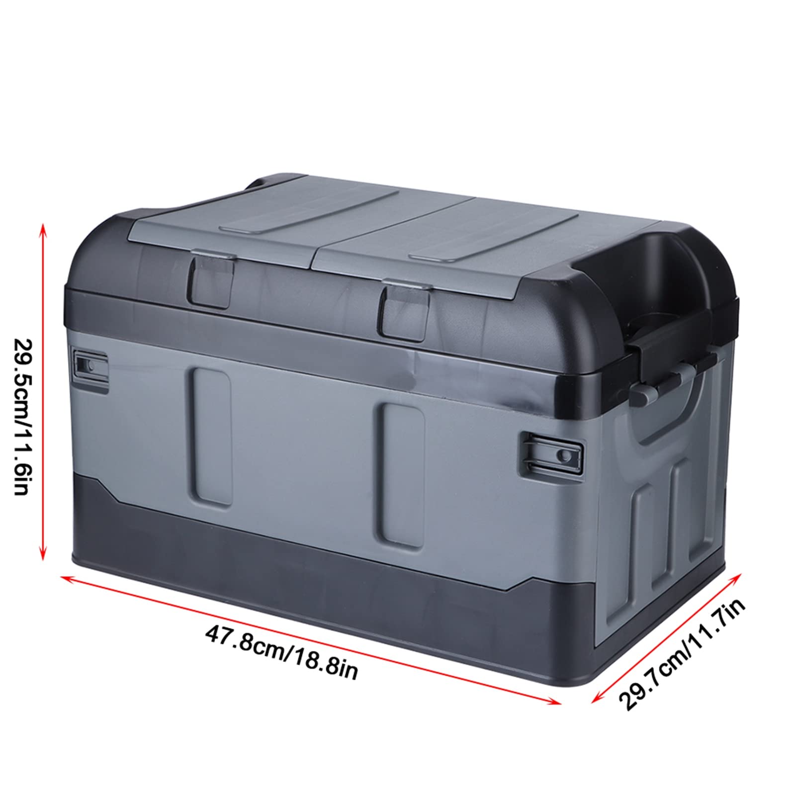 Sorandy Składany Schowek w Bagażniku Wytrzymały 60 Kg Ładowność 45 L Organizer Samochodowy z wysoką pokrywą Dwie Przegródki do Domu Auto Camping Matowy Czarny Żółty 47x29x29cm (matowa czerń)