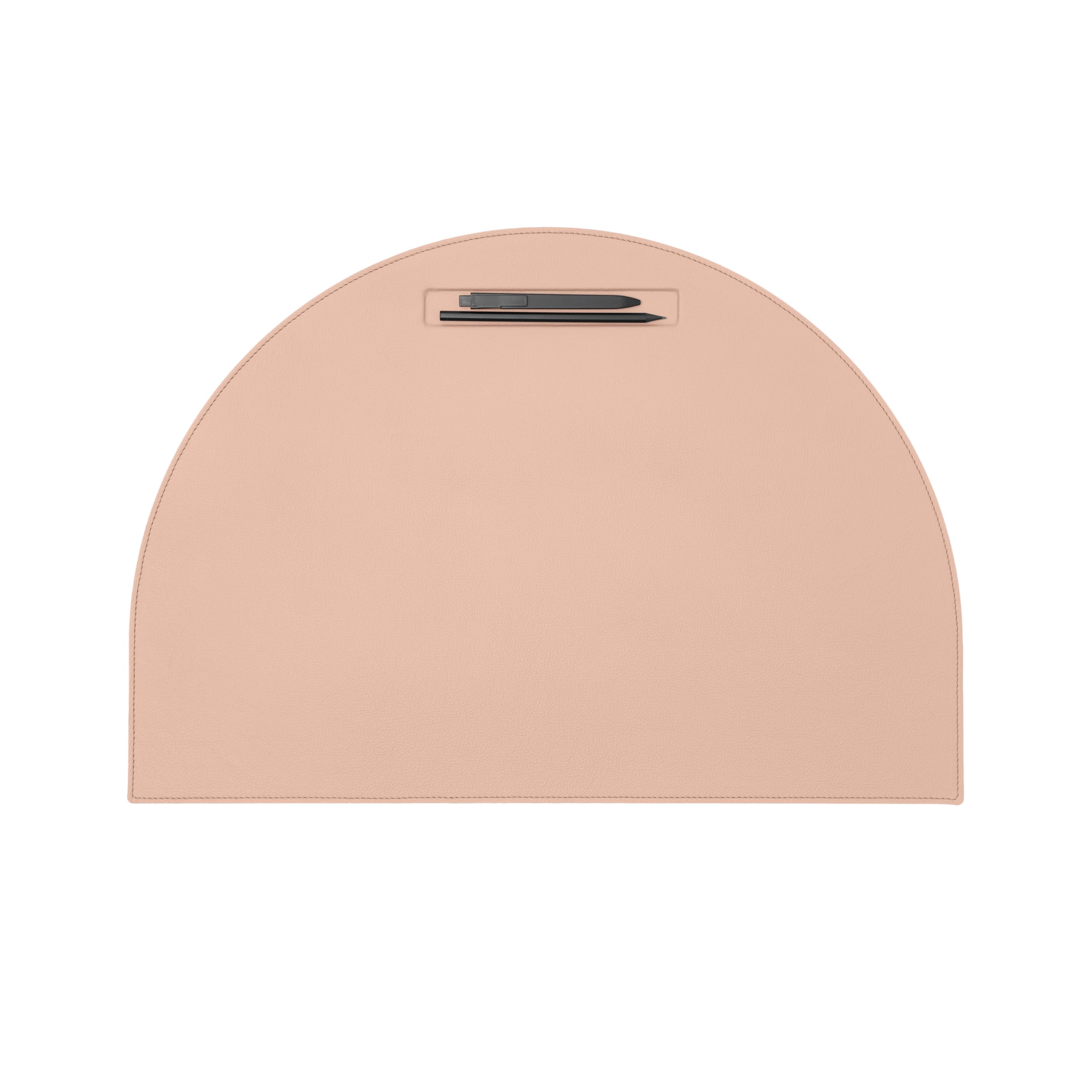 Eglooh - Luna - Schreibtischunterlage echtem Leder Puder Rosa cm 50x35 - Mit halbrunder Form, Stiftfach und Handwerkliche Nähte - Made in Italy