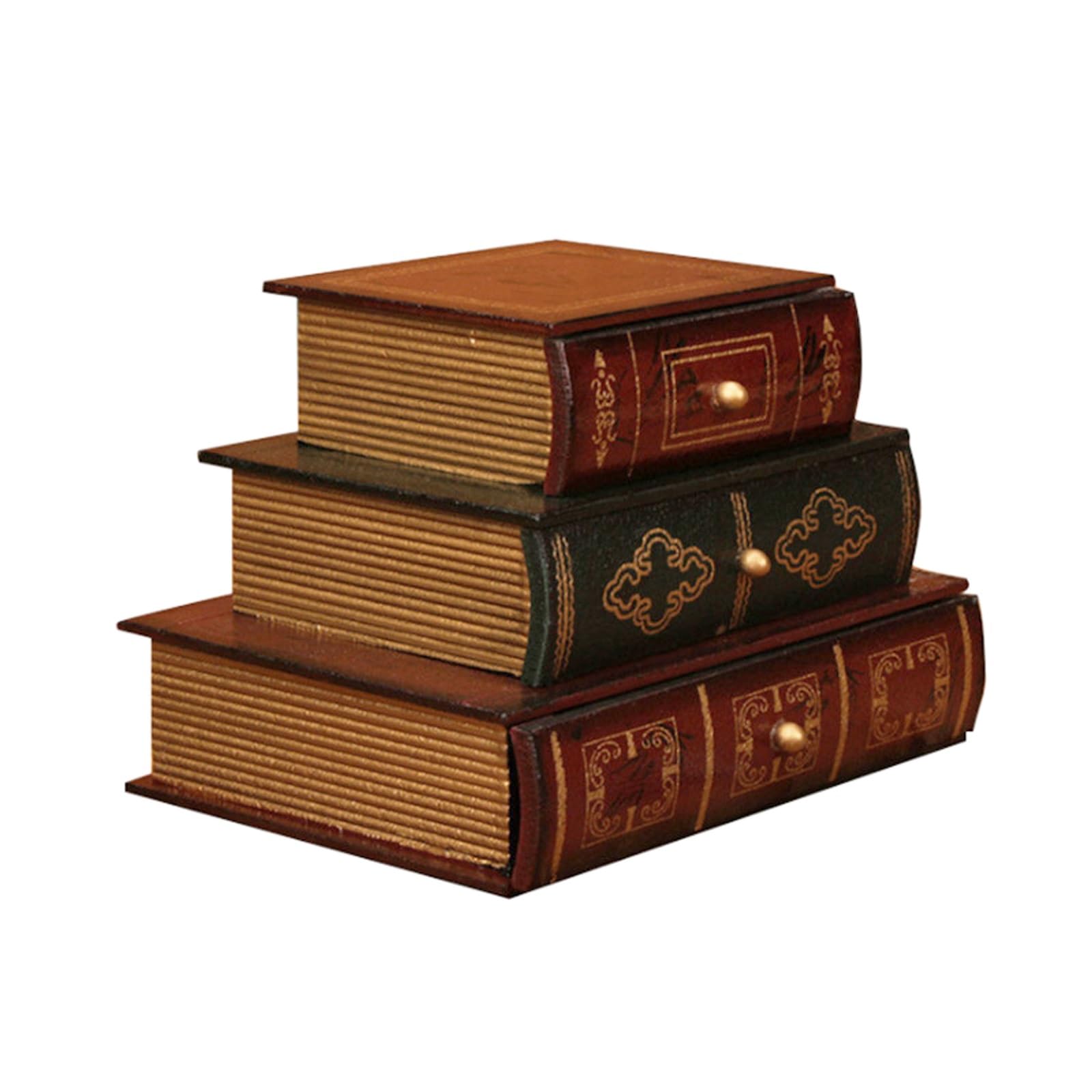 Amazon.com: Whbbbj Decorative Book Boxes, Three-Layer Vintage Book