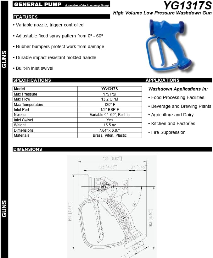 General Pump RB35 High Volume, Low Pressure Wash Down Gun