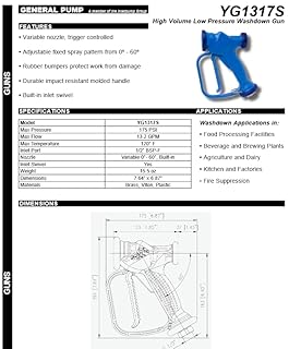 General Pump RB35 High Volume, Low Pressure Wash Down Gun
