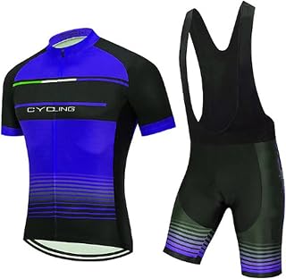 Conjunto de camisa de ciclismo masculina de ciclismo de estrada, shorts babador com gel 9D acolchoado respirável mangas curtas kit de roupas de ciclismo (TYP-10, GG)
