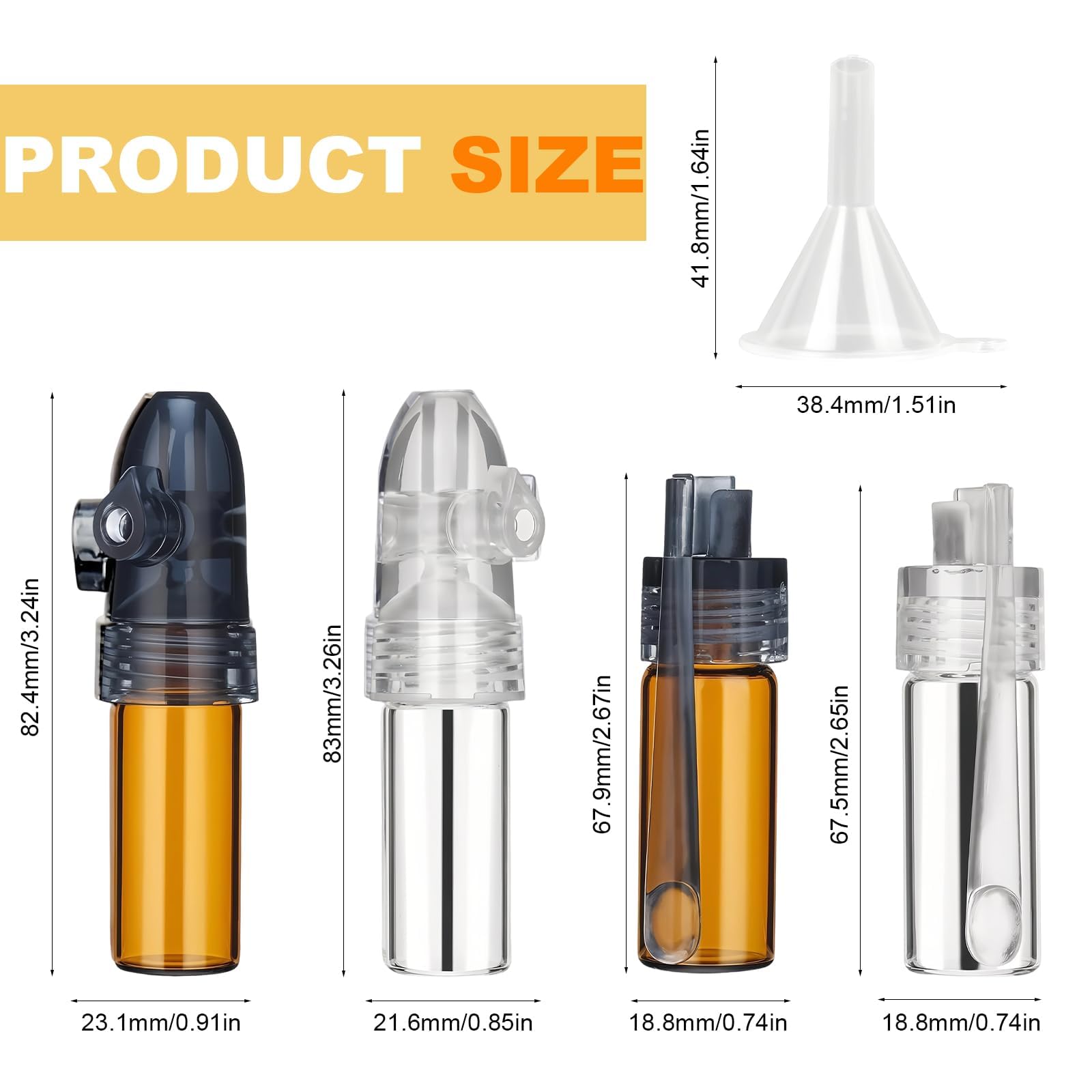 4 Piezas Herramienta para Especias en Polvo, Colores Marrón y Blanco Botes Especias, Esnifador cocaina con un Pequeño Embudo, Ideal para Actividades al Aire Libre, Acampadas y Viajes