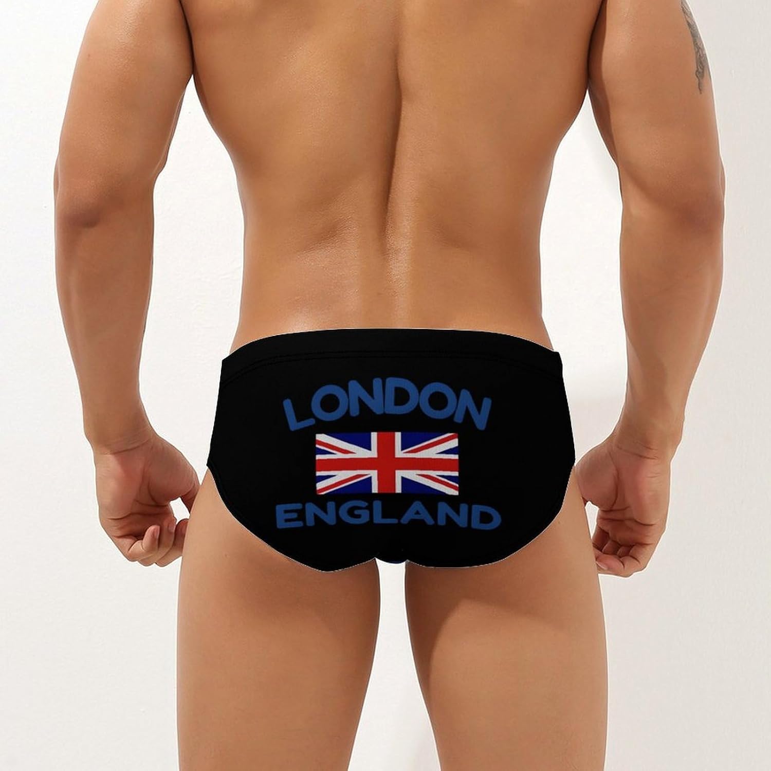 London England Mens Swim Briefs Print Bikini Swimwear Sport Swimsuit Surf Shorts Trunks