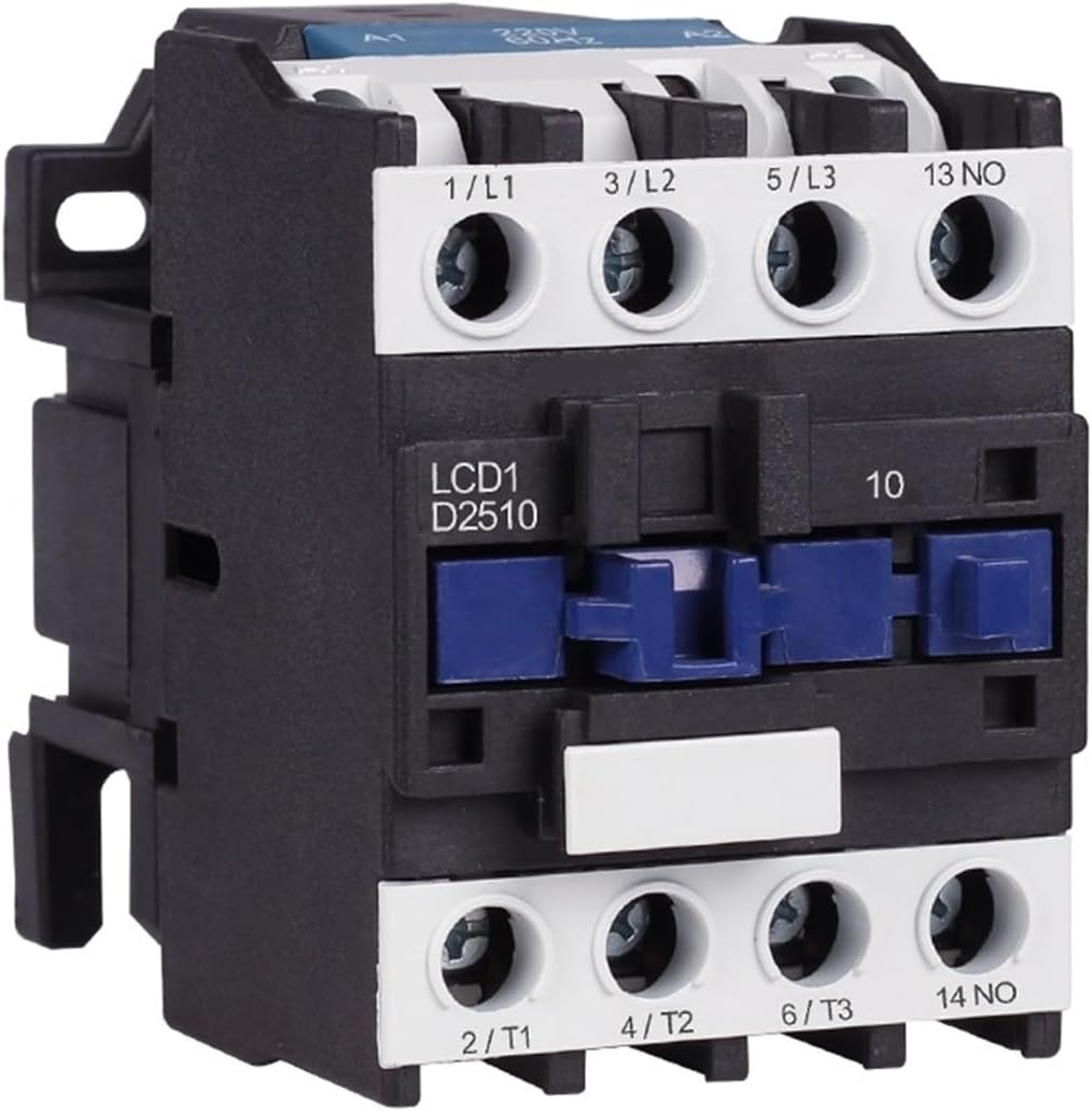 CJX2 2510 3Phase AC Magnetic Contactor 25A 1NO 220VAC 380VAC Coil LCD1 50/60Hz 35mm DIN Rail(220V)