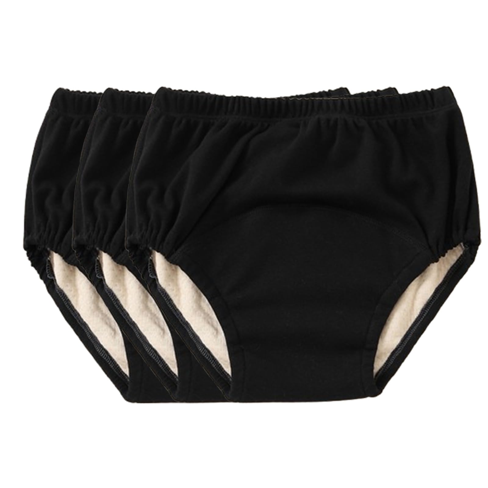 3 Stück Inkontinenz Pants für Erwachsene,Auslaufsichere UnterwäSche Wiederverwendbare Stoffwindeln für Männer Damen Inkontinenz Höschen Atmungsaktive Baumwollunterwäsche(Black,XX-Large)
