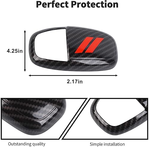 Miniatura 5 de JWWY Pomos de palanca de cambios para Dodge Challenger Charger 2015-2024+ Durango 2018-2023 Accesorios interiores de fibra de carbono roja