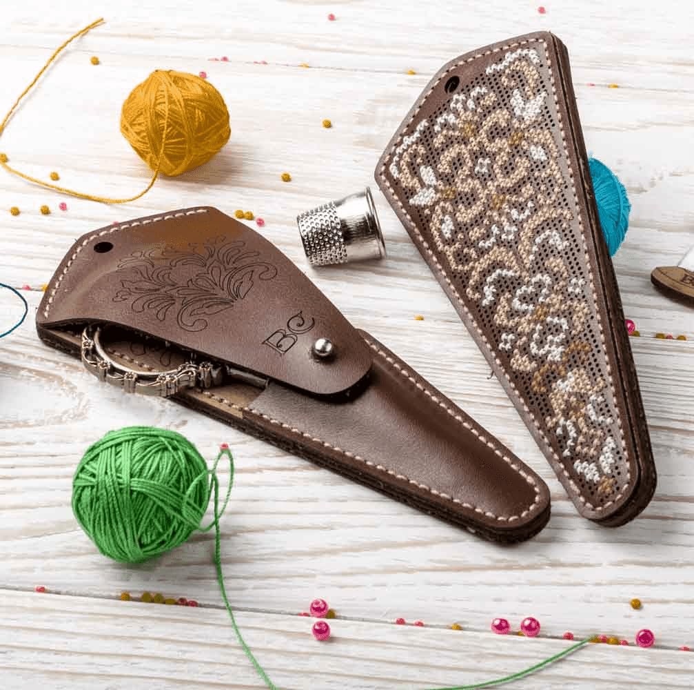 Scissor Case Kit, Leather Scissor Kit, Cross Stitch Scissors Organizer Case