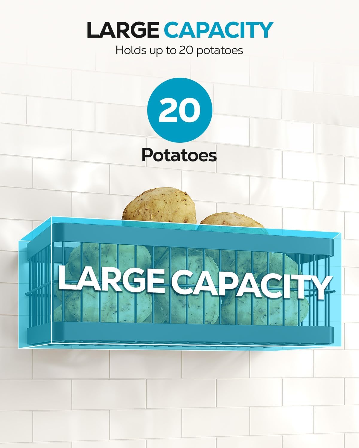 Nieifi Hanging Fruit Basket 4 Pack, Wall Mounted or Adhesive Kitchen Storage Baskets with Hooks Rack & Paper Towel Holder for Pantry, Fruit & Vegetable Storage