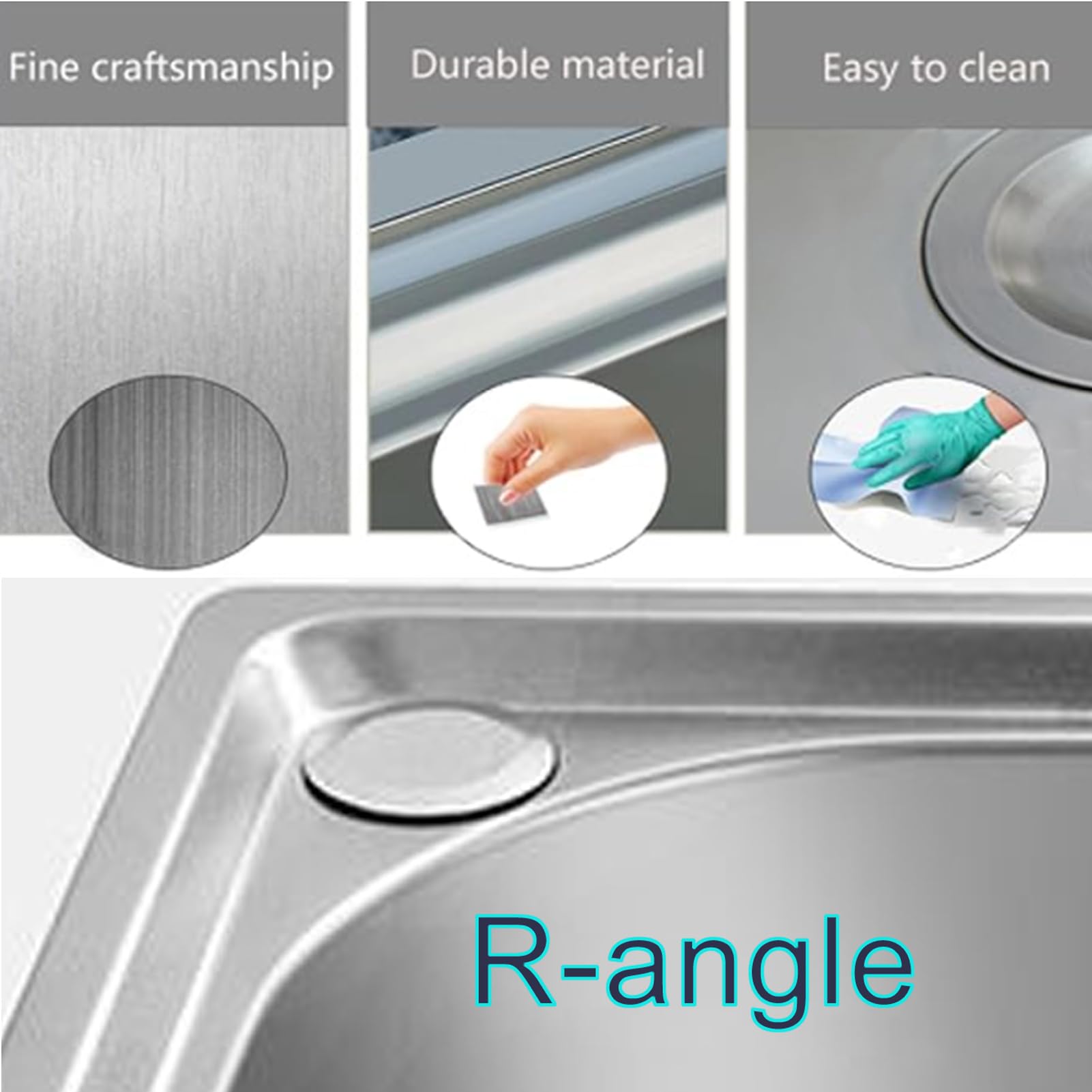 Lavello da Cucina,lavello Quadrato in Acciaio Inox,Vasca Singola,lavabo Incasso sottopiano con Rubinetto,per Bar,Bagno,Ristorante (52x38cm)