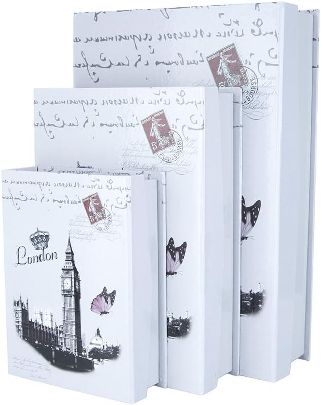 London Design Nesting Book Box Felt Lined Magnetic Closure Set of 3