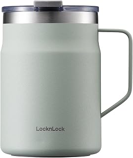Lock & Lock Metro Mug - Thermobecher für Kaffee, Tee und andere heiße und kalte Getränke - Vakuum Isolier-Becher mit Deckel - 475 ml - Grün