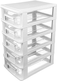 Toddmomy Transparenter Kunststoff Schubladenschrank 5-Schichten Organizer Für Büro Und Zuhause Multifunktionaler Tragbarer Schreibtisch Aufbewahrungskoffer Zur Sortierung Von Kleinteilen