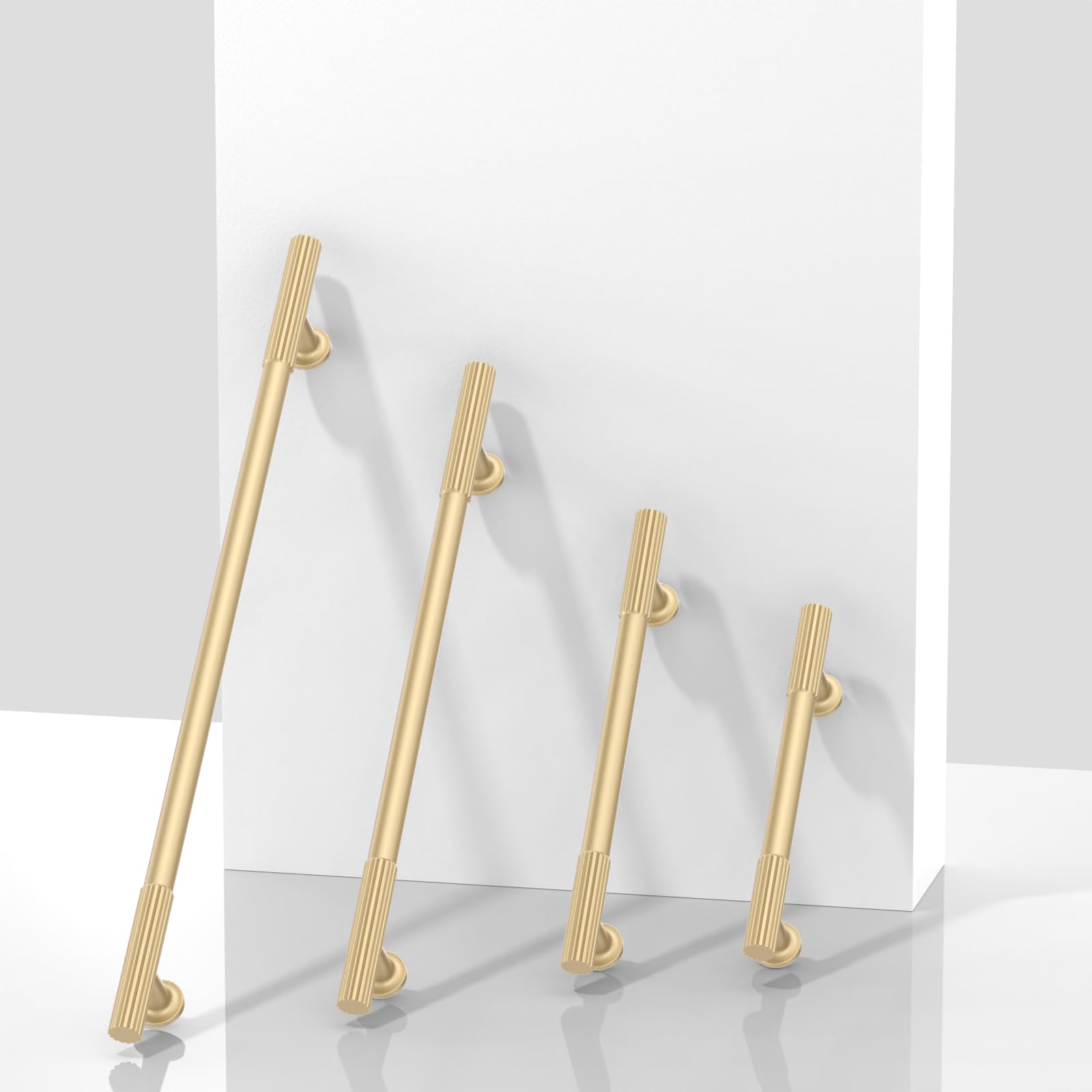 Paquete de 10 tiradores de gabinete de color dorado cepillado de 5 pulgadas (128 mm), tiradores de gabinete de cocina de aleación de zinc sólido para gabinetes y cajones