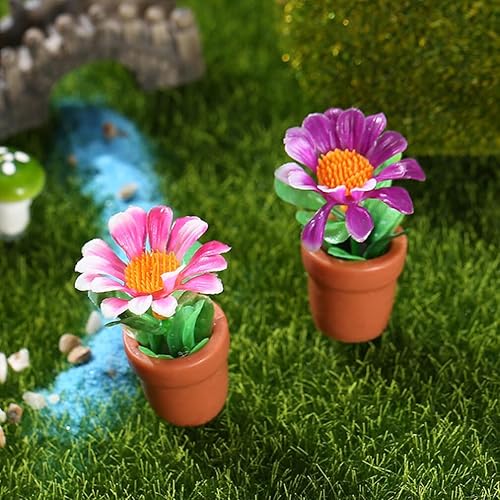 Miniatura 3 de DECHOUS 10 piezas de plantas artificiales en maceta, accesorios para el hogar, mini casa de muñecas, modelos de plástico, mini plantas artificiales