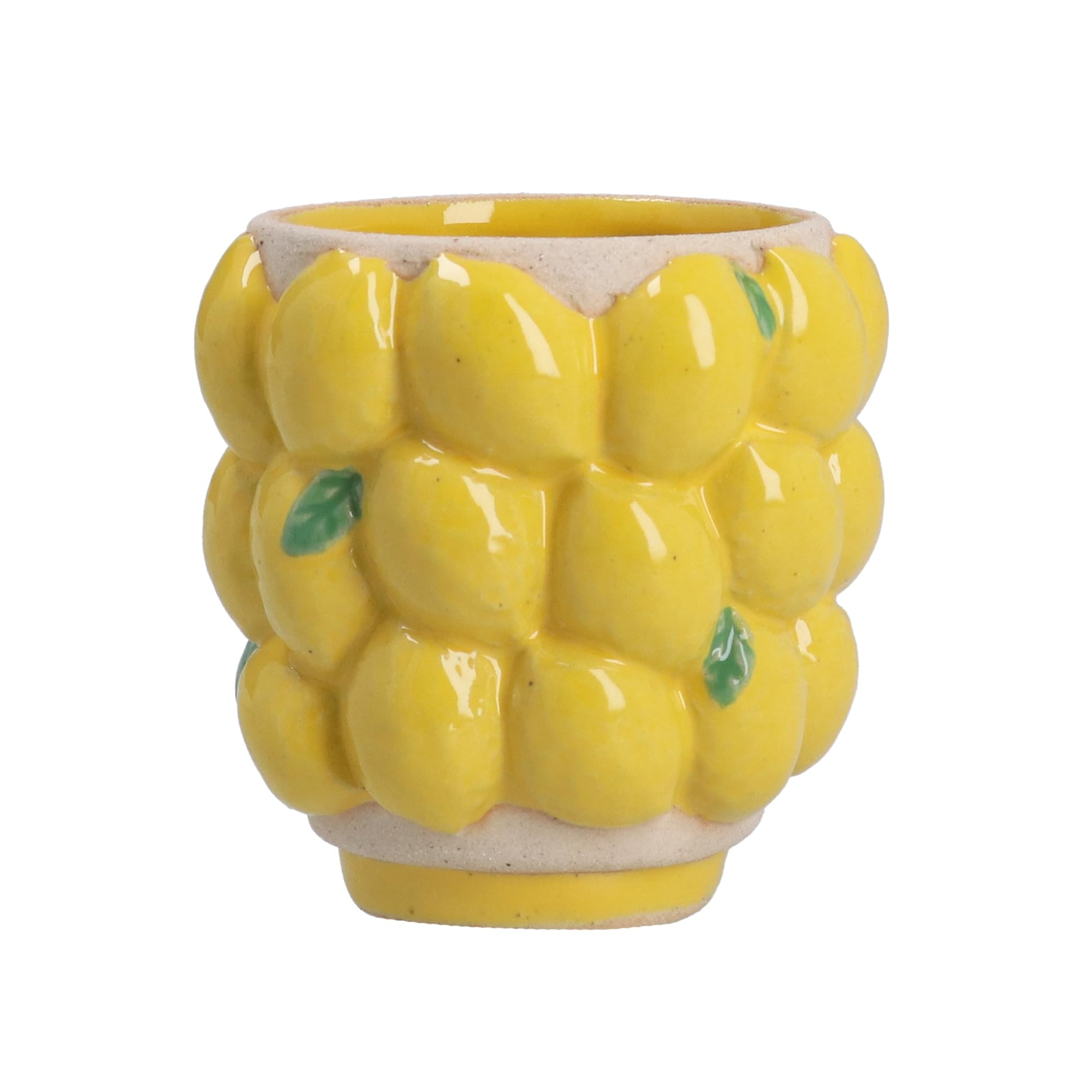 Gisela Graham Lemons Stoneware Plant Pot Cover, 8Cm, Glazed