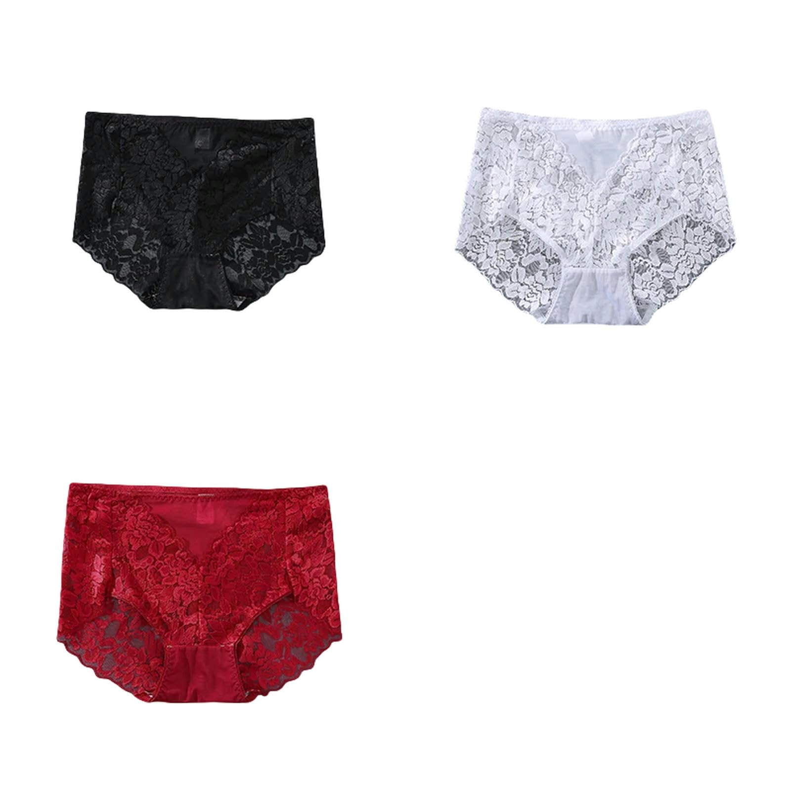 Ropa Interior Mujer 3pcs Mujeres Bragas De Encaje Lencería Alta Breve Talla Grande para Mujeres Sexy para Mujer Descarada Mujer Sexy Lingerías Íntimas-s25-1-s 40-55 Kg